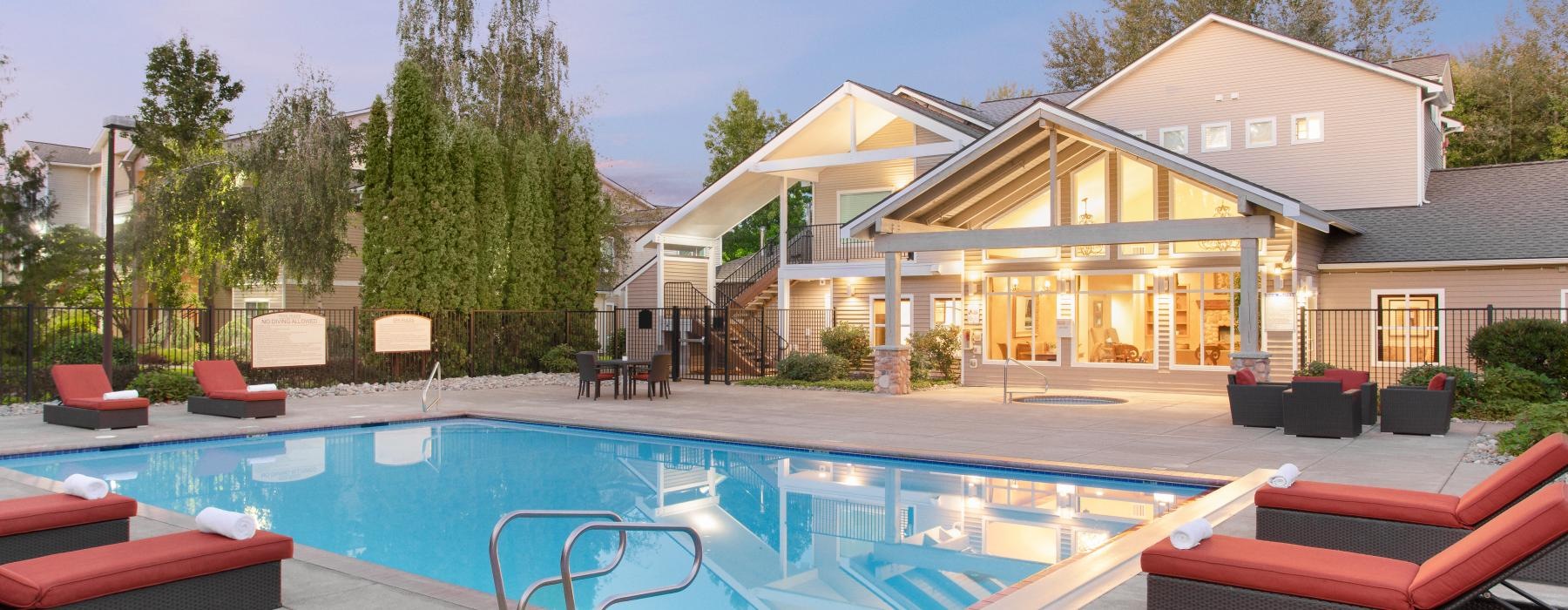 a swimming pool in a backyard
